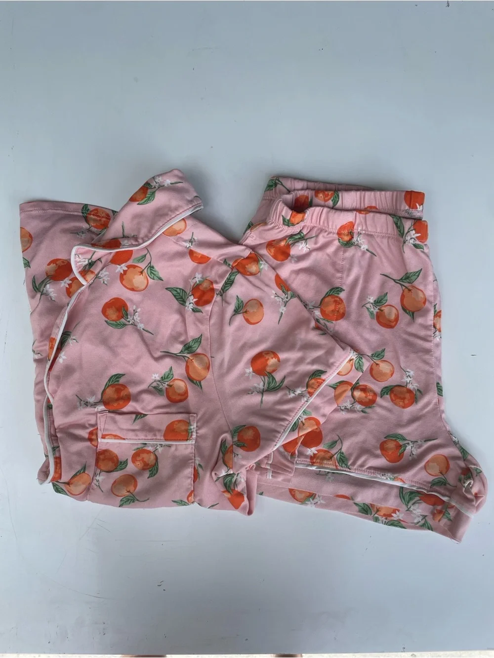 Matching Pajama Set with Orange Fruit Print